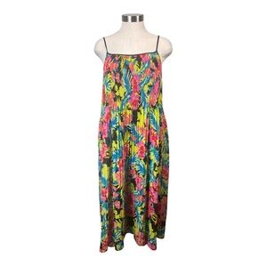 Ann Taylor Loft Floral Print Accordion Pleated‎ Dress Size Medium